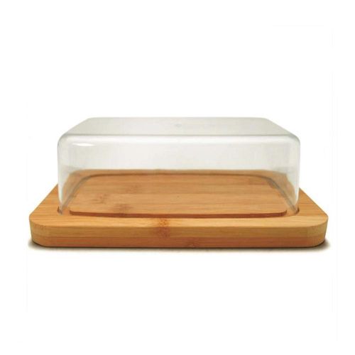 Manteigueira em bambu com tampa em acrílico Tyft 20x13cm Manteigueira em bambu com tampa em acrílico Tyft 20x13cm