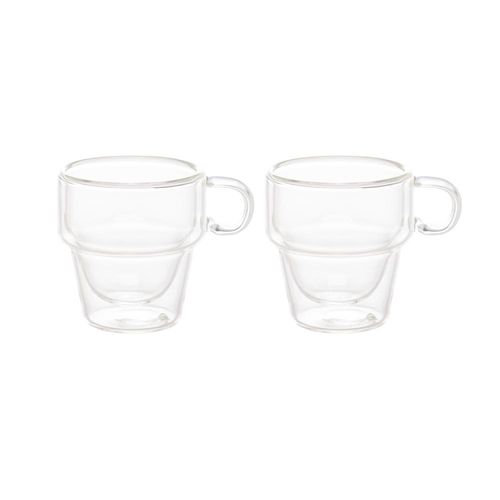 Jogo de xícaras para café em vidro empilháveis parede dupla Wolff 90ml 2 peças