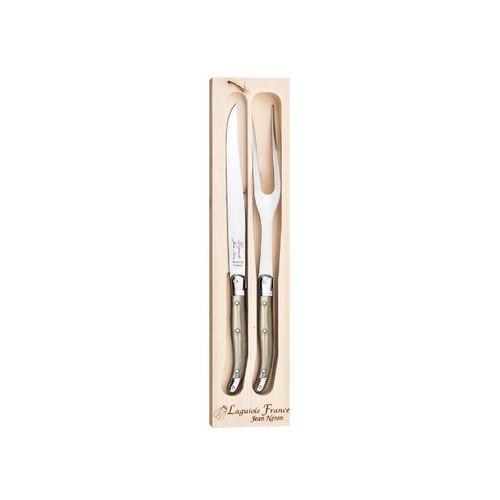 Jogo de garfo e faca para churrasco em inox Laguiole 2 peças champagne