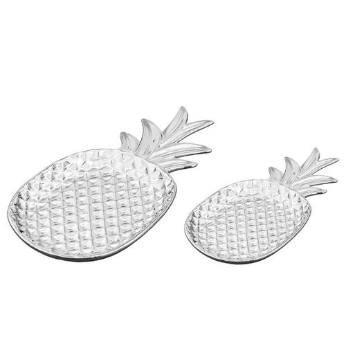 Jogo de pratos em cerâmica Mart Abacaxi 2 peças prateado Jogo de pratos em cerâmica Mart Abacaxi 2 peças prateado