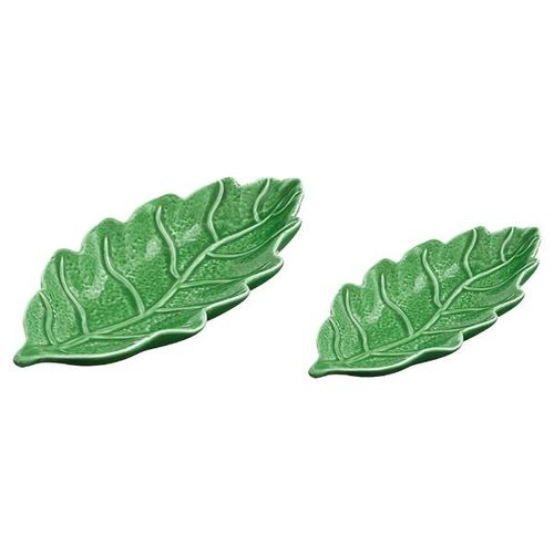 Jogo de folhas em cerâmica Mart 2 peças 22,5x10,5x3cm verde Jogo de folhas em cerâmica Mart 2 peças 22,5x10,5x3cm verde