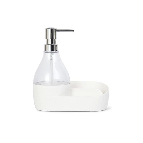 Porta detergente e esponja em plástico Umbra Medley 17,5x19,5cm branco