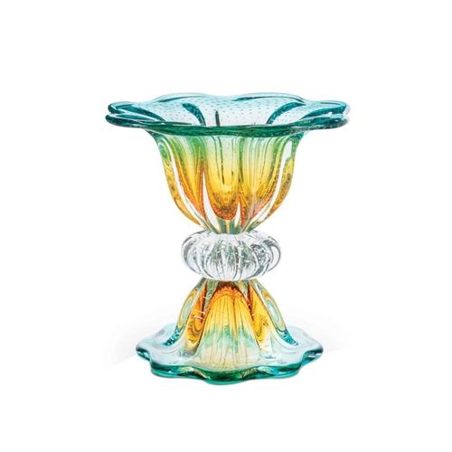 Vaso em murano San Marcos 9108/VA 34x33cm esmeralda e âmbar Vaso em murano San Marcos 9108/VA 34x33cm esmeralda e âmbar