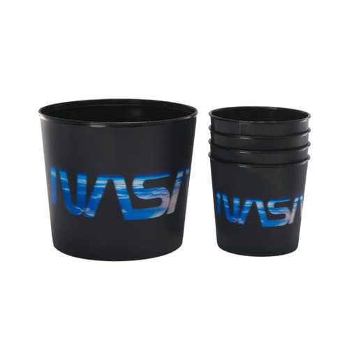 Jogo de baldes para pipoca em polipropileno Nasa Space 5 peças preto Jogo de baldes para pipoca em polipropileno Nasa Space 5 peças preto