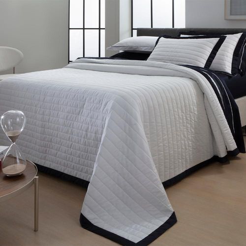 Colcha Stripes Kacyumara Satineé 300 fios King 2,80mx2,60m Branco/Marinho