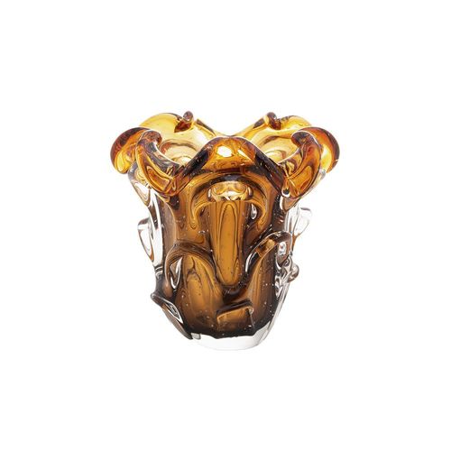 Vaso em vidro Lyor Italy 13x14,5cm âmbar e marrom Vaso em vidro Lyor Italy 13x14,5cm âmbar e marrom