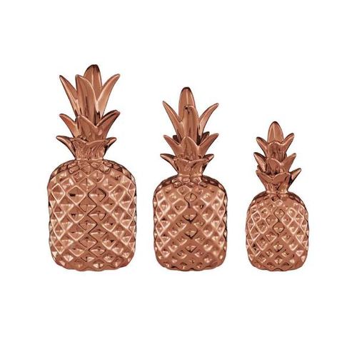 Jogo de abacaxi em cerâmica Mart 3 peças cobre Jogo de abacaxi em cerâmica Mart 3 peças cobre