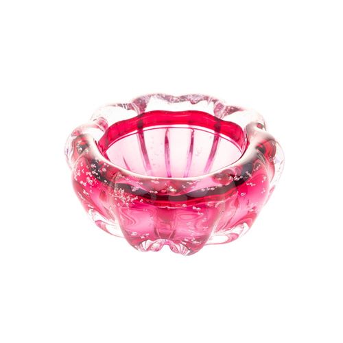 Centro de mesa em vidro Lyor Italy 16x8cm rosa