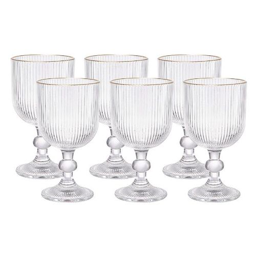 Jogo de taças em vidro com borda dourada L'Hermitage Cameratta 365ml 6 peças
