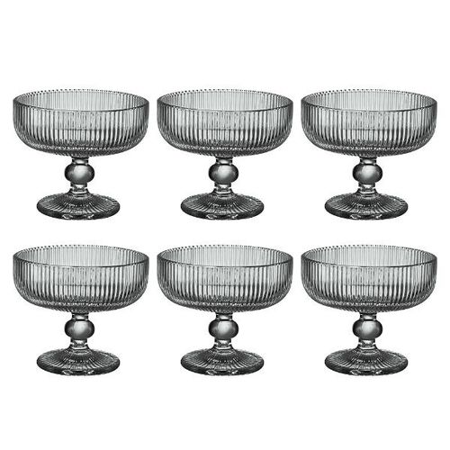 Jogo de taças sobremesa em vidro L'Hermitage Cameratta 310ml 6 peças cinza Jogo de taças sobremesa em vidro L'Hermitage Cameratta 310ml 6 peças cinza