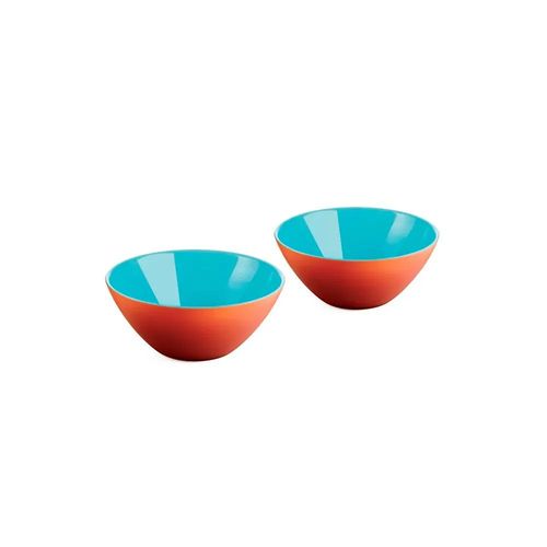Jogo de bowls em acrílico Guzzini My Fusion 2 peças 12cm coral com azul Jogo de bowls em acrílico Guzzini My Fusion 2 peças 12cm coral com azul