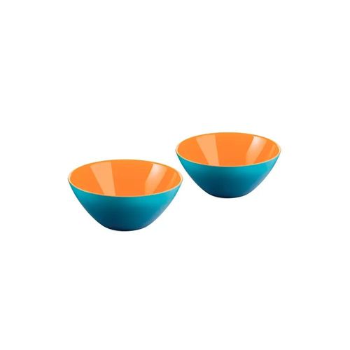 Jogo de bowls em acrílico Guzzini My Fusion 2 peças 12cm azul com laranja
