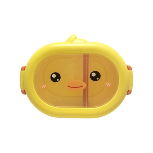 Marmita lancheira com talheres Lelong Patinho 20x15x7,5cm amarelo Marmita lancheira com talheres Lelong Patinho 20x15x7,5cm amarelo