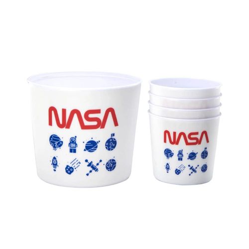 Jogo de baldes para pipoca em polipropileno Nasa Icons 5 peças branco Jogo de baldes para pipoca em polipropileno Nasa Icons 5 peças branco