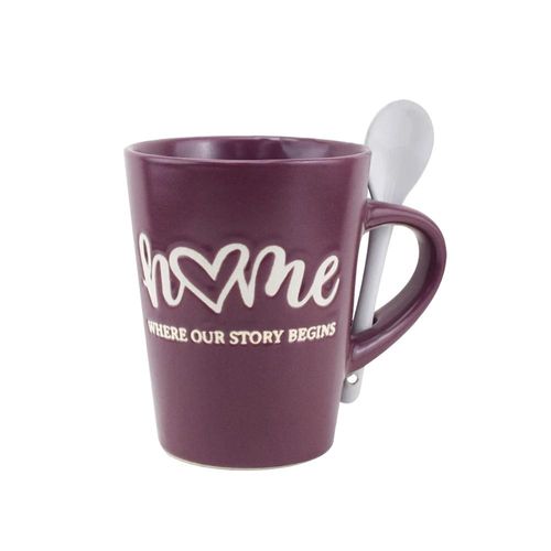 Caneca em cerâmica com colher Dynasty White Spoon 320ml rosa Caneca em cerâmica com colher Dynasty White Spoon 320ml rosa
