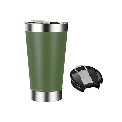 Copo térmico com tampa e abridor de garrafas 473ml verde militar