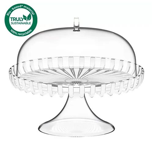 Prato para bolo com pé em bio plástico Guzzini Dolcevita 31x27cm pérola