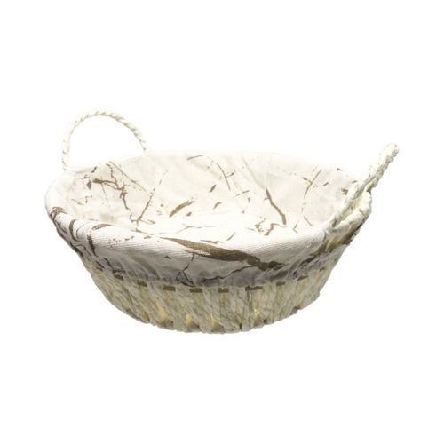 Cesta de pão oval em ferro e papel e algodão 24x24x8cm branca Cesta de pão oval em ferro e papel e algodão 24x24x8cm branca