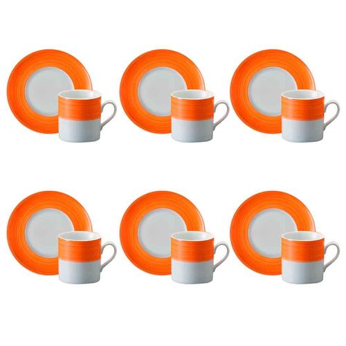 Jogo de xícaras café em porcelana Schmidt Saturno 6 peças laranja Jogo de xícaras café em porcelana Schmidt Saturno 6 peças laranja