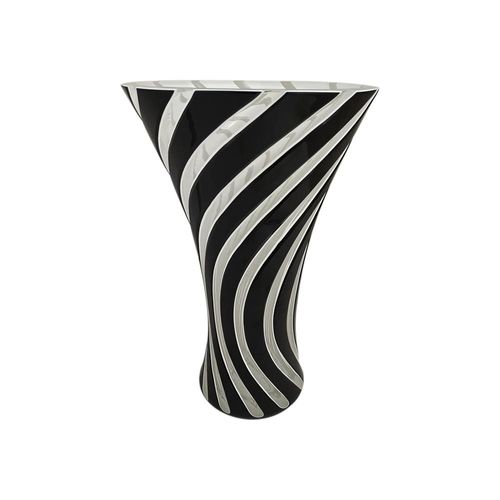 Vaso em cristal Strauss L569 25cm preto e branco