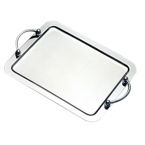 Bandeja retangular com alça em prata Wolff Balls 43x34cm Bandeja retangular com alça em prata Wolff Balls 43x34cm