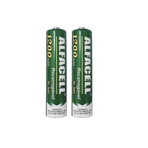 Jogo de pilhas recarregável Alfacell NI-MH 1.2V AAA 1200MAH 2 pilhas Jogo de pilhas recarregável Alfacell NI-MH 1.2V AAA 1200MAH 2 pilhas
