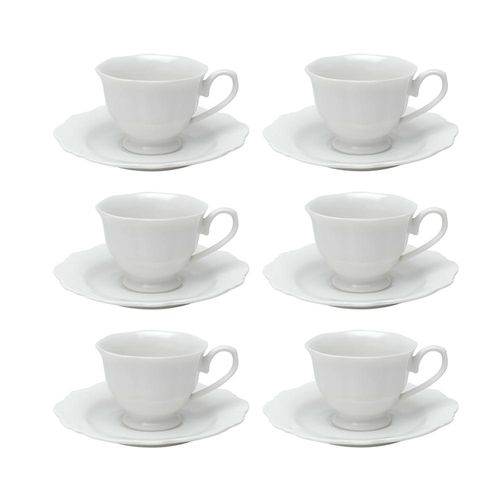 Jogo de xícaras café com pires em porcelana Wolff Maldivas 80ml 12 peças branco Jogo de xícaras café com pires em porcelana Wolff Maldivas 80ml 12 peças branco