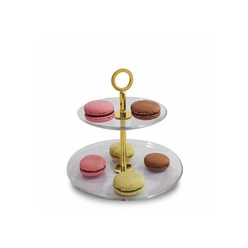 Porta-doces duplo revestido em ouro Riva Venezia 21cm Porta-doces duplo revestido em ouro Riva Venezia 21cm