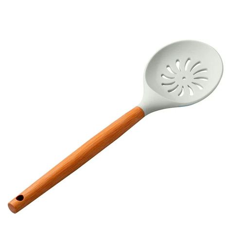 Escumadeira em bambu e silicone Hudson Home Prime 31cm branco Escumadeira em bambu e silicone Hudson Home Prime 31cm branco