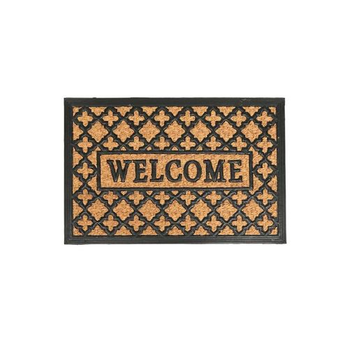 Capacho em fibra de coco e borracha Hudson Panamá Welcome Flower 60x40cm Capacho em fibra de coco e borracha Hudson Panamá Welcome Flower 60x40cm