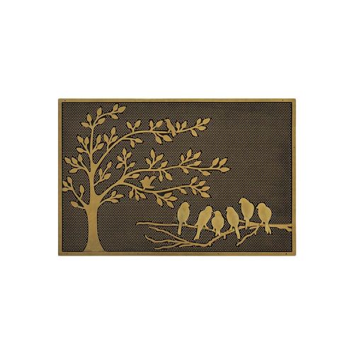 Capacho em fibra de coco Hudson Árvore Pássaros 60x40cm marrom e dourado Capacho em fibra de coco Hudson Árvore Pássaros 60x40cm marrom e dourado