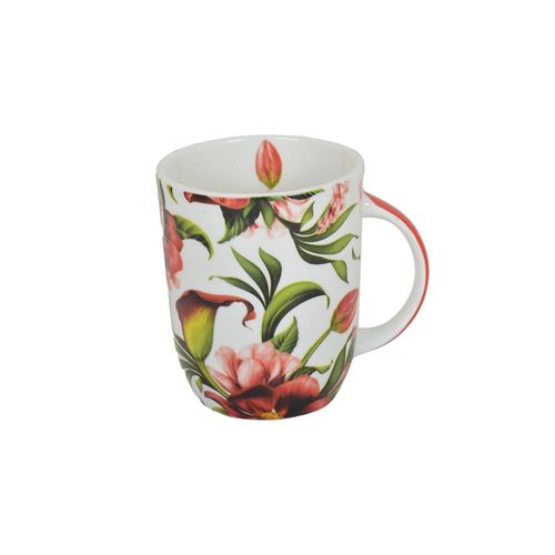 Caneca em porcelana Haus Jardim Secreto 380ml rosa