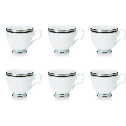 Jogo de xícaras chá em porcelana Noritake Austin Platinum 6 peças Jogo de xícaras chá em porcelana Noritake Austin Platinum 6 peças