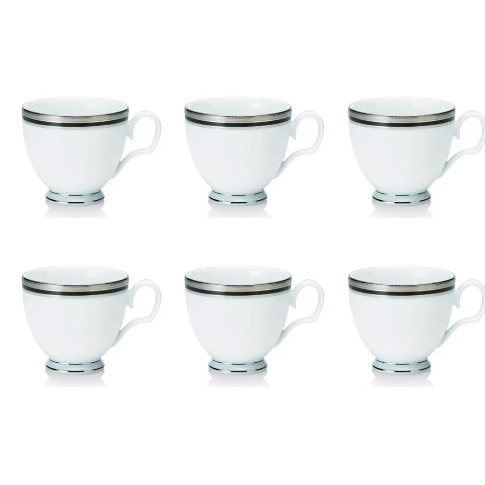 Jogo de xícaras chá em porcelana Noritake Austin Platinum 6 peças