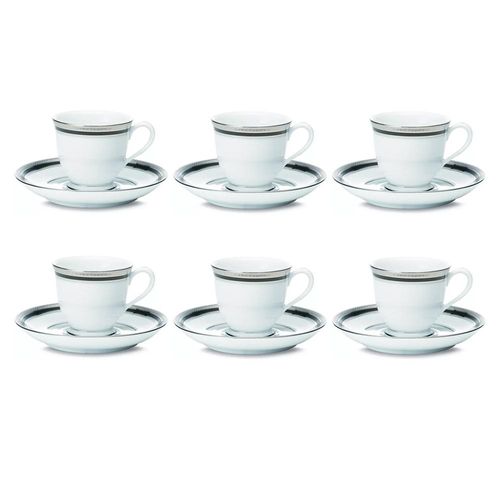 Jogo de xícaras café em porcelana Noritake Austin Platinum 6 peças