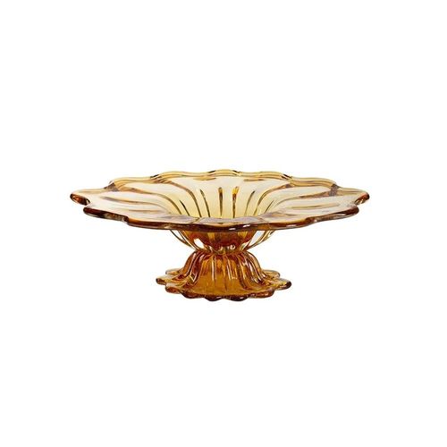 Centro de mesa em murano com base São Marcos 16x60cm âmbar