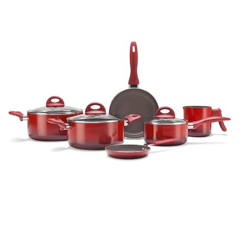 Jogo de panelas em alumínio Brinox Smart Plus vermelha 6 peças Jogo de panelas em alumínio Brinox Smart Plus vermelha 6 peças