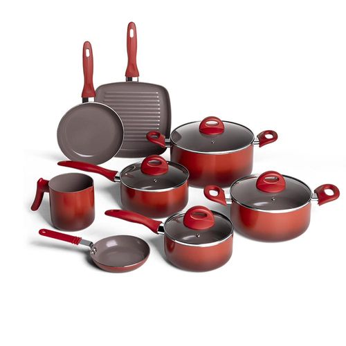 Jogo de panelas Brinox Ceramic Life Smart Plus 8 peças vermelho