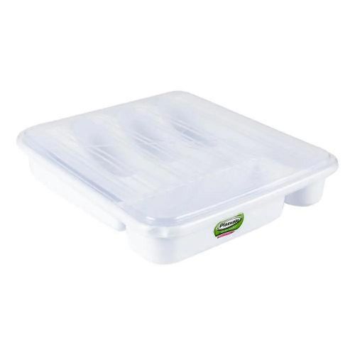 Porta-talheres com tampa Plasvale Cozinha 34x30x6,5cm branco Porta-talheres com tampa Plasvale Cozinha 34x30x6,5cm branco