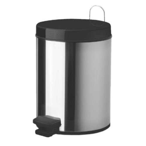 Lixeira em aço inox com tampa plástica Purimax 5 litros preta