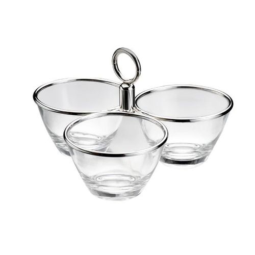 Petisqueira tripla em prata Wolff Planet 25x16x17cm
