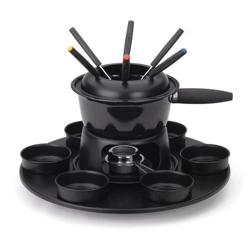 Fondue panela inox Forma Lugano Carroussel 17 peças preto Fondue panela inox Forma Lugano Carroussel 17 peças preto
