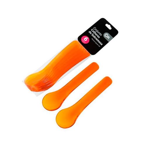 Jogo de colheres para sobremesa Coza 6 peças laranja