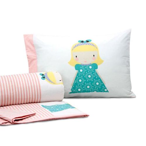 Colcha com porta travesseiro Buddemeyer Princesa solteiro 180x240cm
