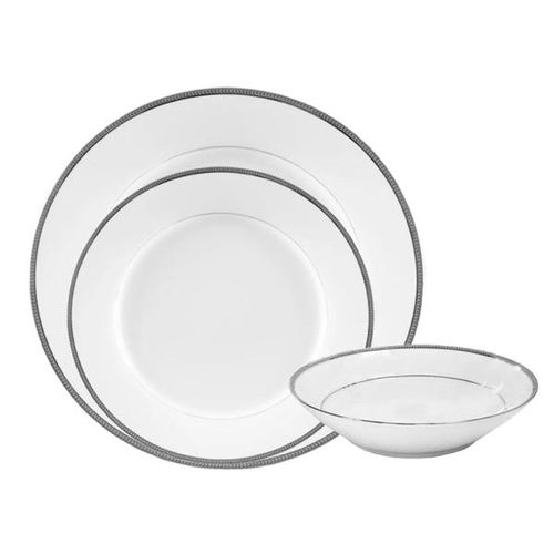 Jogo de pratos em porcelana Noritake Toorak 6 peças platinum