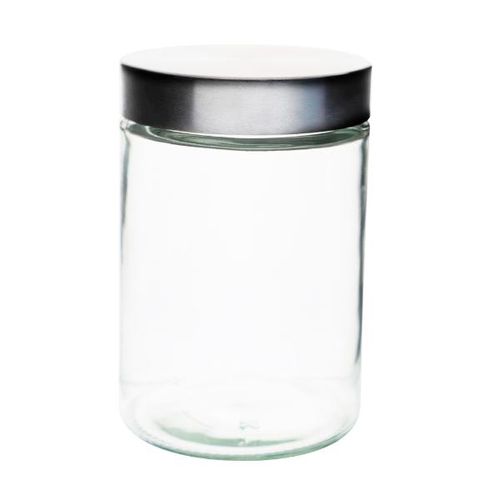 Porta-mantimentos redondo em vidro Dynasty 1,3L prata Porta-mantimentos redondo em vidro Dynasty 1,3L prata