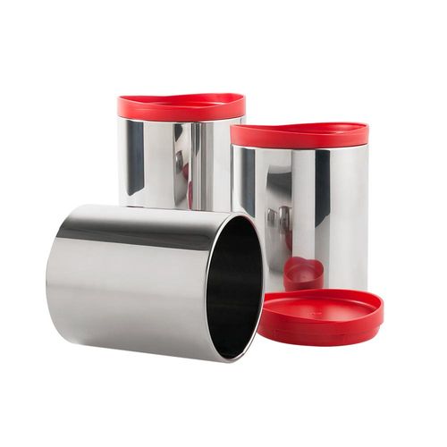 Jogo de potes com tampa Brinox 3 peças vermelho