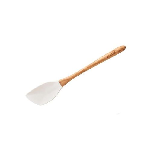 Espátula de silicone com cabo de madeira Staub pequena branca