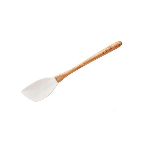 Espátula de silicone com cabo de madeira Staub grande branca