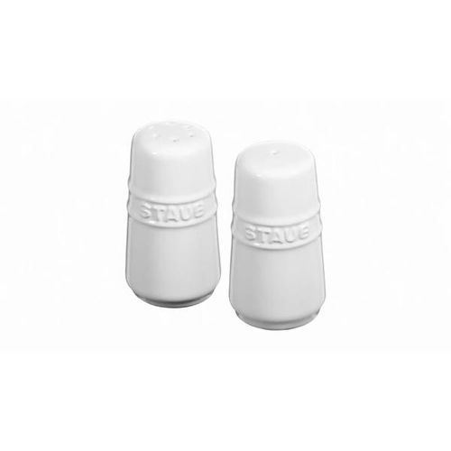 Mini saleiro e pimenteiro em cerâmica Staub 7cm 2 peças branco